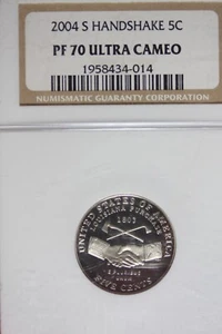 2004 -S NGC 5C HANDSHAKE PF70 ULTRA CAMEO JEFFERSON NICKEL #B42048 - Picture 1 of 2