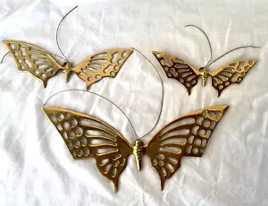 VTG..3 BRASS BUTTERFLYS..MCM..WALL DECOR..MID CENTURY - Picture 1 of 2