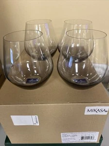 MIKASA Gianna Ombre Smoke Stemless Wine Glass Set of 4 NIB - Picture 1 of 7