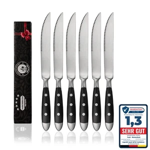 Steakmesser Set 6 tlg Steakbesteck Fleischmesser Steak Messer Edelstahl Schwarz - Bild 1 von 10