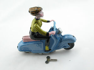Blechspielzeug - Motorrad Scooter Girl auf Motorroller, blau 4602032 
