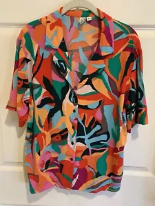 Joie Damen Button-Up Tropical Top Shirt Boxy Gr. Medium M Mehrfarbig - Bild 1 von 9