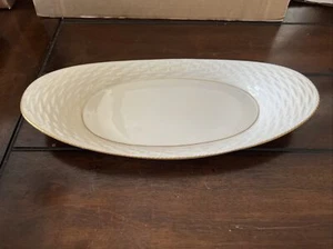 VTG Lenox 13.5” Platinum Basketweave Serving Platter/Tray W/Gold Rim-Made In USA - Picture 1 of 8