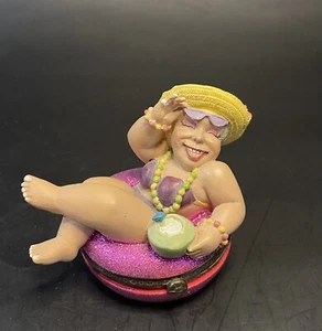 Katherine's Collection Lady Vacation Beach Pool Hinged Trinket Box 2002 See PICS - Picture 1 of 6