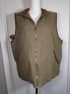 Wrangler Hero Western Sherpa Lined Insulated Tan Vest Canvas Mens Large Corduroy - Picture 1 of 8
