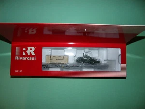 RIVAROSSI wagon plat à ranchers long + caisse + chargeuse SBB HR6067 NEUF - Imagen 1 de 7
