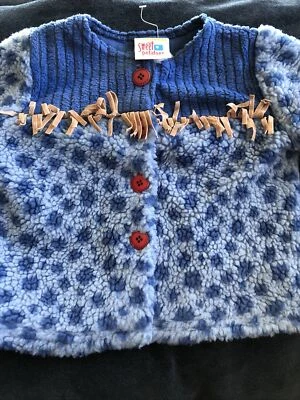 CHAQUETA ABRIGO de chenilla polar azul para niños Sweet Potatoes Boutique puntos de vaquero 6-12 m Foto 1 de 4