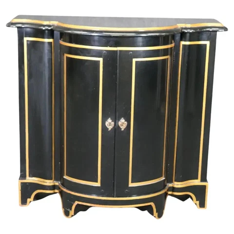 Ebonized Baker French Directoire Gilded Commode Console Cabinet Cover