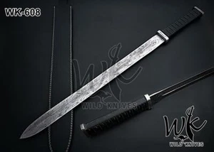 SCHÖNES MASSGESCHNEIDERTES HANDGEFERTIGTES 30" DAMAST STAHL JAGDSCHWERT MIT SCHEIDE - Bild 1 von 5