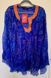NOMADS Tunic Top Large Purple Silk Boho Paisley Long Sleeve BNWT - Picture 1 of 6