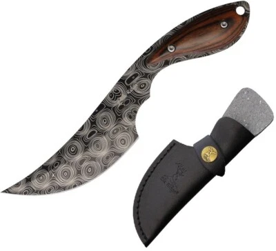Cuchillo fijo Elk Ridge 3,25" Full Tang hoja de acero Damasco mango de madera marrón Foto 1 de 3