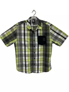 Vtg Enyce Button Shirt Men SZ XL Green Black Plaid Hip Hop Rap Streetwear Logos - Picture 1 of 8
