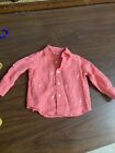 Janie And Jack Game Set Pink Flamino Shirt Button Up Linen 6-12Months