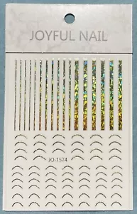 Nail Stickers Art Decal DIY Design 3D Waterproof Gold Lines HalfCircle JO-1574 - Picture 1 of 4