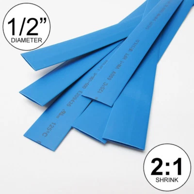 Tubo termorretrátil azul identificação 1/2" proporção 2:1 0,5" envoltório (6x9"= 4 pés) polegadas/pés/a 13mm - Imagem 1 de 4