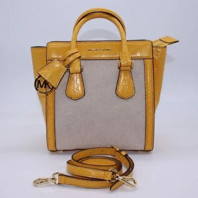 Michael Kors маленький чехол наплечная сумка сумочка холст w/солнце желтый крокодила отделки - Изображение 1 из 4