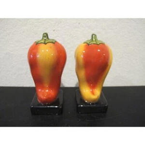C. A. CLAY ART Red & Yellow Chile Peppers Salt & Pepper Shakers - Picture 1 of 3