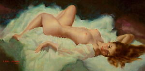 EARL MORAN Pin-up Art Poster or Rolled Canvas Print SEXY RECLINING GIRL #EM77