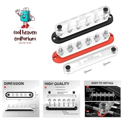 Compact 300A Power Distribution Block - 12V/48V Bus Bar for Solar and Automotive - Image 1 of 4