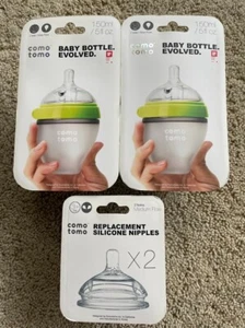 New Sealed. Comotomo Natural Feel Baby Bottle Green 5 Oz Bundle - Picture 1 of 2