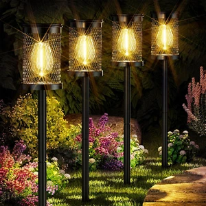 Solar Pathway Lights Outdoor 4 Pack Solar Lights Outdoor Waterproof Super Bright - Picture 1 of 12