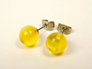 Baltic Amber Stud Earrings Yellow honey Natural Stone Genuine Gemstone 1139 - Picture 1 of 8