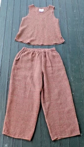 SET 2 PEZZI PANTALONI TOP LINO BY JEANNE ENGELHART 100% LINO TAGLIA S GEOMETRICO - Foto 1 di 18