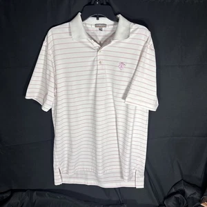 Polo de golf Peter Miller grand été confort blanc rose rayé homme - Photo 1/5