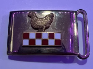 Fibbia per cintura vintage Purina Chow ANSON tono oro spazzolato smalto - Foto 1 di 4