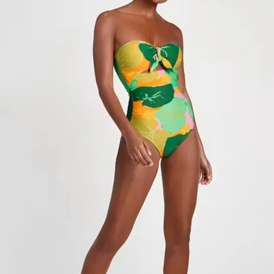 Kate spade Cucumber Floral Tie Bandeau One-piece Swimsuit NWT S - Image 1 of 4