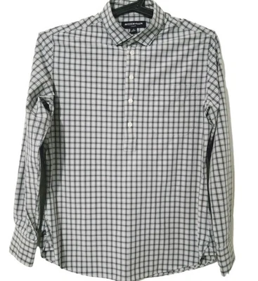 Mizzen+Main Leeward Shirt Mens Small White Blue Gray Plaid Trim Long Sleeve - Image 1 of 4