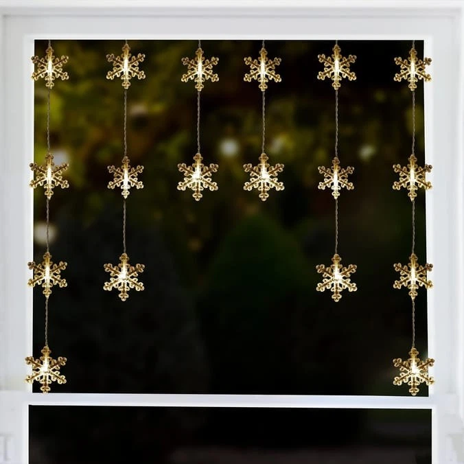 Christmas Curtain Lights 54 LED Snowflake Window Wall  Xmas Decor Display Mains - Image 1 of 1