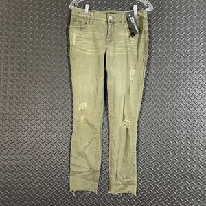 New Express Olive Green Distressed Mid Rise Ankle Legging Jeans Size 6R NWT - Picture 1 of 9