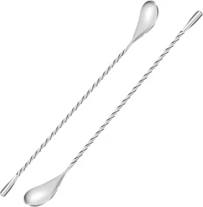 2 Pcs 12 Inch Bar Mixing Spoon Cocktail Stainless Steel Silver-2pcs - Picture 1 of 6