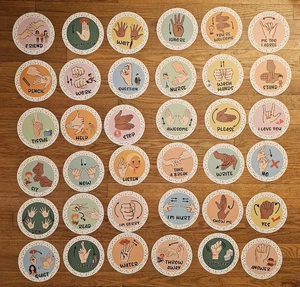 ASL Classroom Hand Signal Cards - 36 Classroom Hand Signal Decor Sign Language - Picture 1 of 2