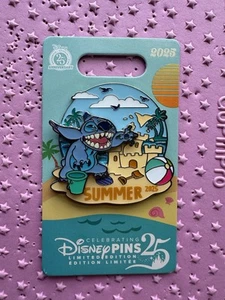 Disney Parks Summer 2025 Stitch Sandcastle Pin LE - Picture 1 of 2