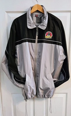 Men's Kenpo Windbreaker Jacket Black Gray Collar Zip Pockets Size Large Logo  - Image 1 of 4