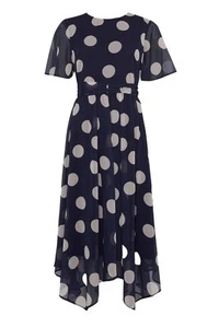 Vestido midi azul marino de gasa torcida frontal - Imagen 1 de 4