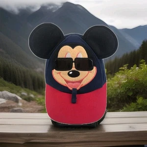 Authentic Disney Parks Mickey Mouse TODDLER Hat Sunglasses Ears Blue Red NO TAGS - Foto 1 di 1