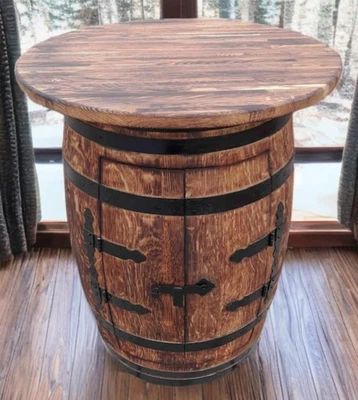 Holztisch aus Eichen Tischplatte Weinfass Stehtisch Fassmöbel Barschrank - Bild 1 von 2