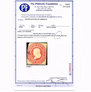 GENUINE SCOTT #WO46 USED PLIMPTON WRAPPER CUT SQUARE RED ON MANILA PAPER PF CERT - Picture 1 of 3
