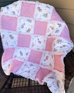 Peter Rabbit/Beatrix Potter baby girl rag quilt FREE SHIPPING - Picture 1 of 3