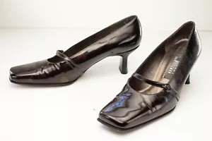 Tacones medianos Stuart Weitzman US 7,5 marrones vintage punta cuadrada - Imagen 1 de 9