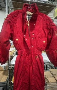 Womens Descente Vintage 90s One Piece Ski Suit Snowsuit Red Size 6 - Picture 1 of 3