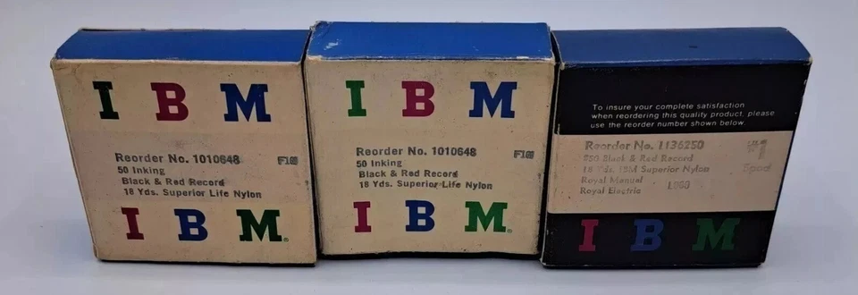 Lot Of 3 VTG 1010648 IBM Red And Black Ribbon Tape 50 Inking 18 yrds NOS - Image 1 of 2