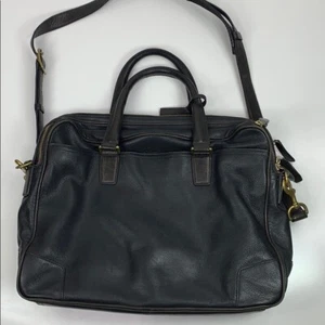 Vintage Coach schwarze Leder Aktentasche Messenger Bag goldene Details Taschen - Bild 1 von 7