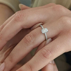 Alianza de boda 0,20 quilates semi montura doble semi montura diamante oro blanco de 18 k - Imagen 1 de 9