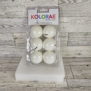 6-Pack Kolorae White Ping Pong Balls KOL-0271 [NEW]  - Picture 1 of 7