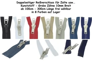 beidseitiger Reißverschluss Kunststoff teilbar GROB mit Doppelschieber für Zelte - Picture 1 of 29