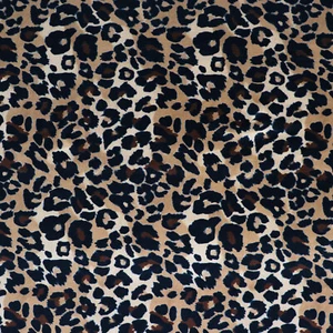 Leopard Velvet Fabric | 2 Way Stretch | 150cm Wide | Shiny Brown Animal Print - Picture 1 of 4